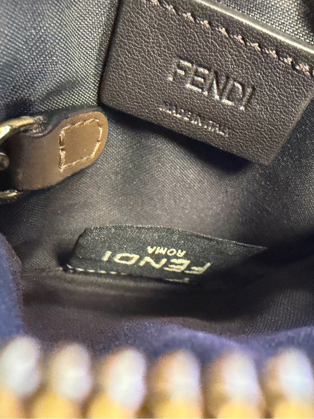 Fendi Brown and Black FF Logo Round Coin Pouch with Gold Hardware - Picture 5 of 6